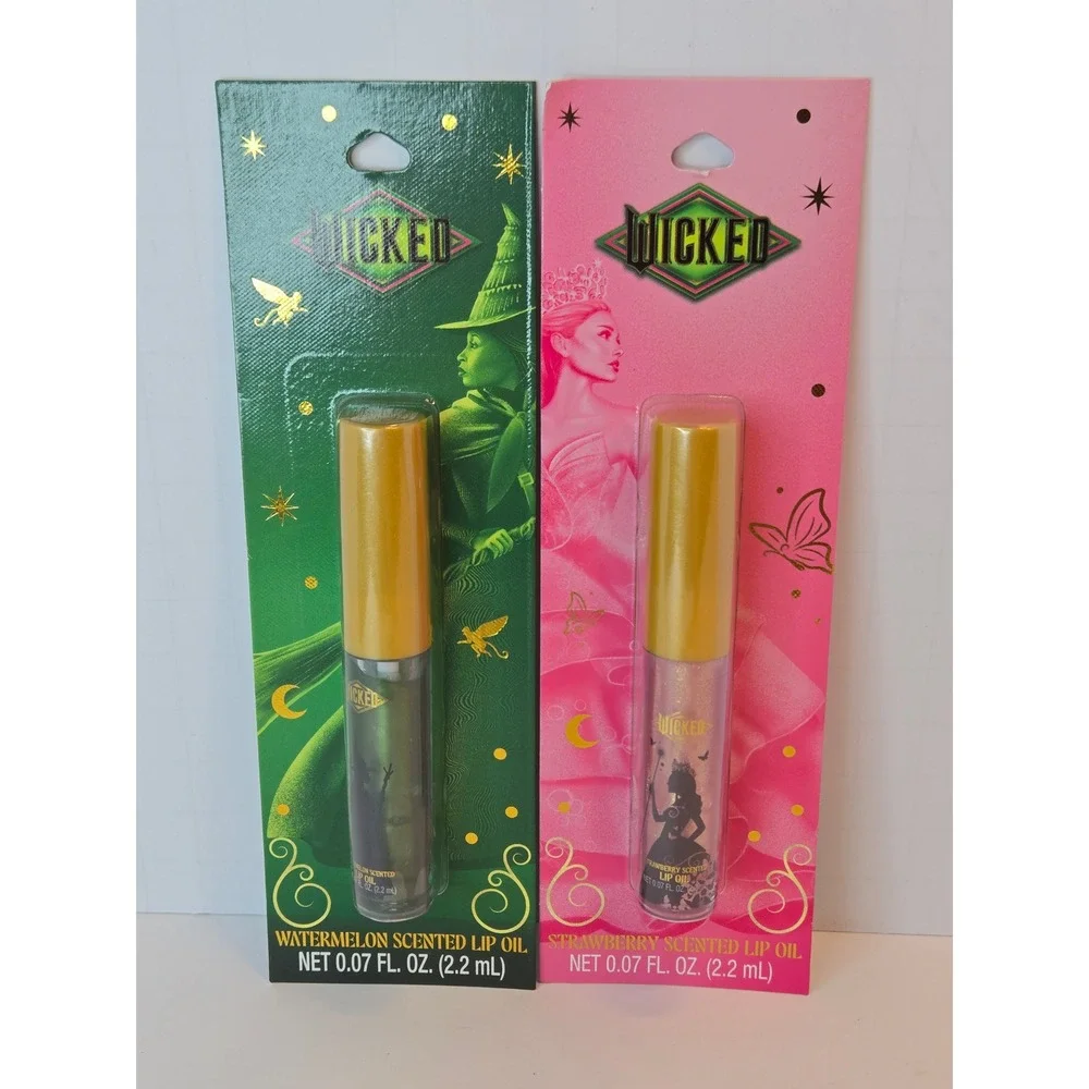 Wicked Movie Lip Oil‎ Set Watermelon Strawberry Elphaba Glinda .07oz 2pk NEW